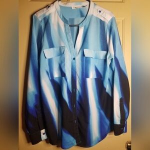 Calvin Klein Button-Down Roll-Up Long Sleeve